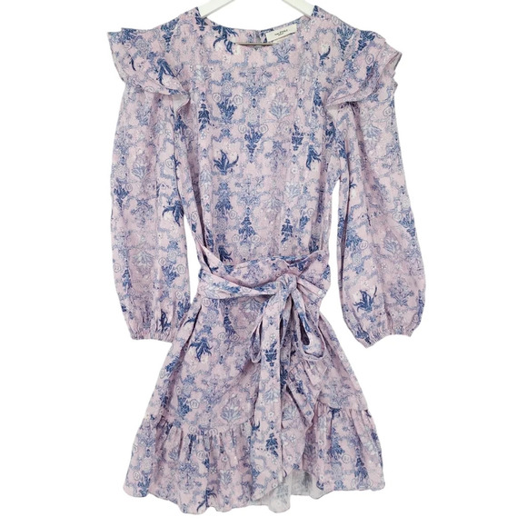 Isabel Marant Etoile Telicia Linen Wrap Mini Dress With Flirty Ruffle Skirt - Picture 2 of 11
